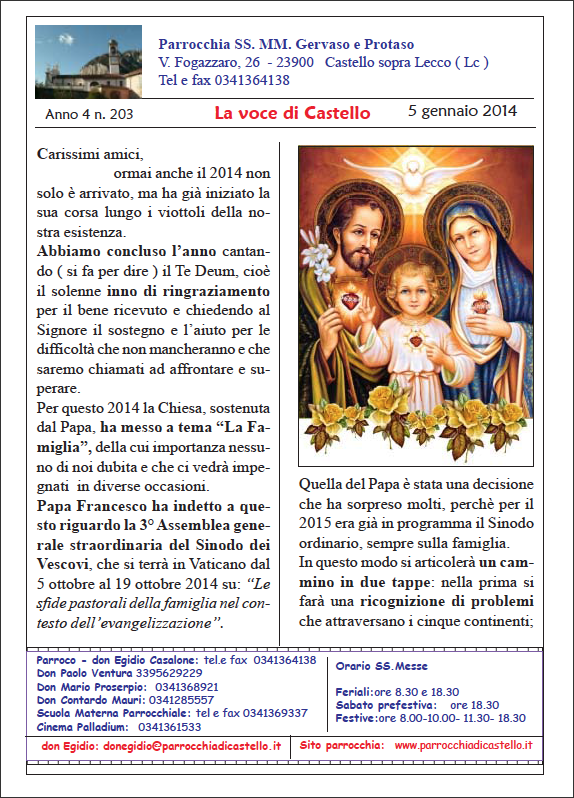 La voce di Castello 2015 Parrocchia di Castello